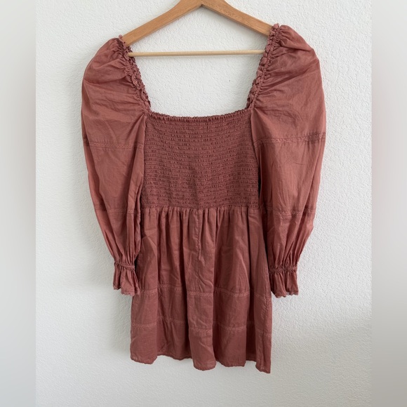 Reformation Dunes Square Neck Smocked Mini Dress size 4 - Picture 3 of 7